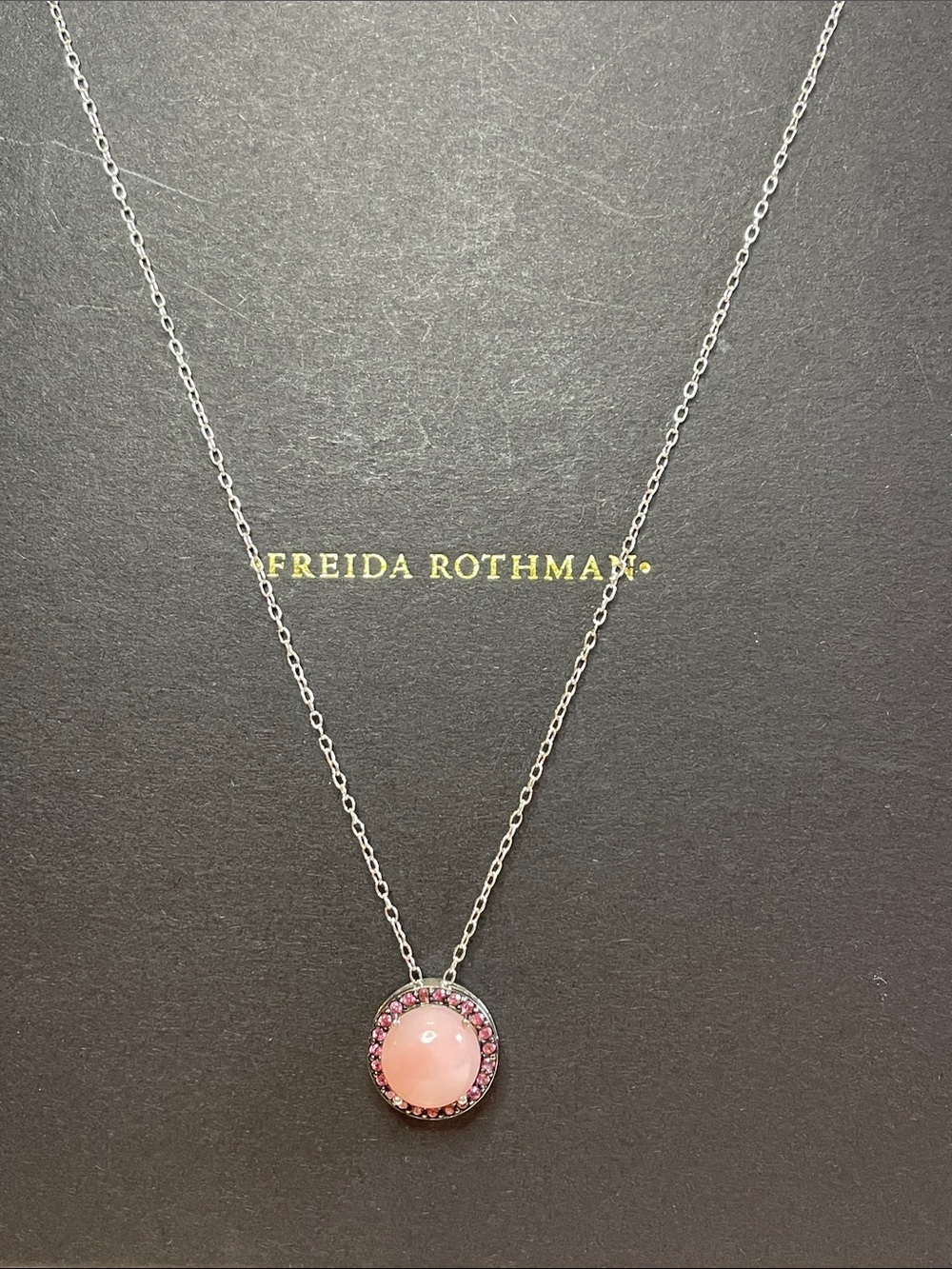 Freida Rothman VAULT Sterling Silver Pink Stone Necklace - NWT $145 MSRP